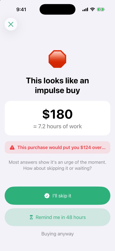 Result: This looks like an impulse buy, $180 = 7.2 hours of work